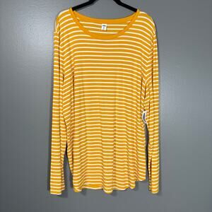 Old Navy NWT Women's Yellow Striped Long Sleeve Luxe Tee - Size XXL - Casual Top